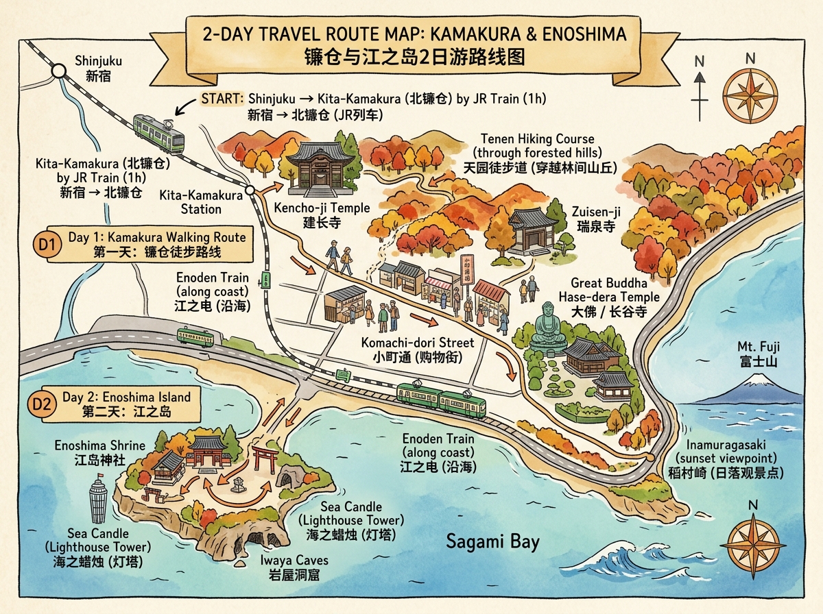 周末2路线图：伊豆半島温泉海岸之旅