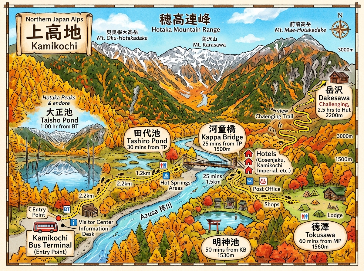 周末3路线图：上高地徒步地图