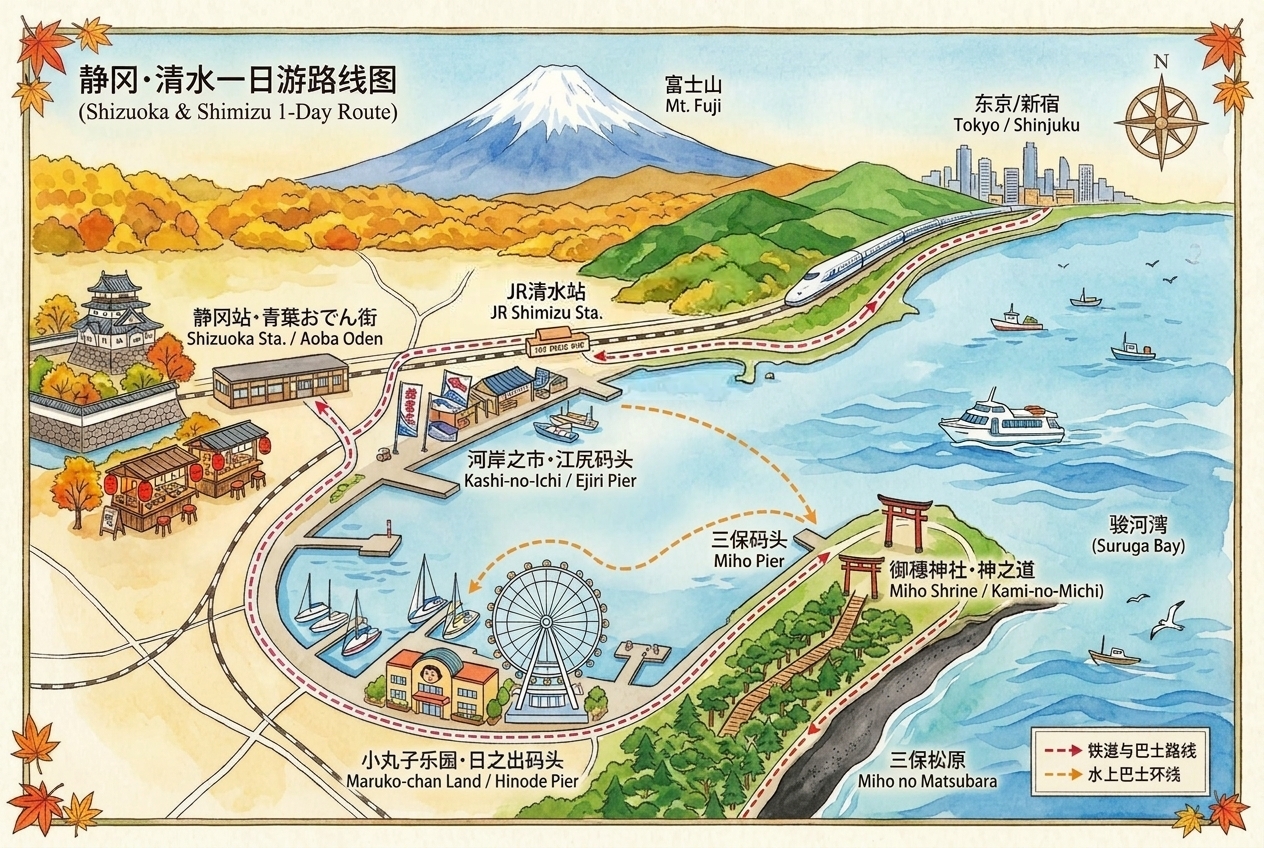 周末3（周日）路线图：静冈·清水一日游路线图