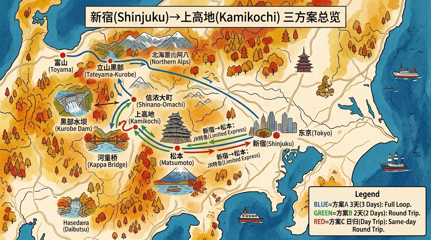 三方案路线总览图
